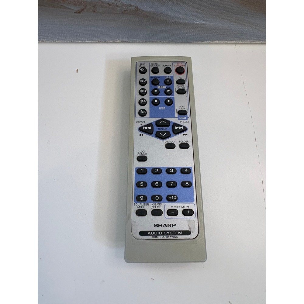 Sharp RRMCGA081AWSA Audio System Remote Control Gray Blue Replacement UNTESTED